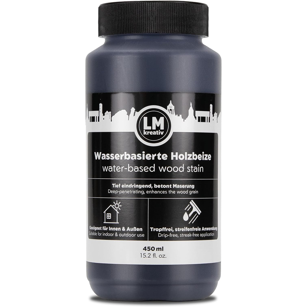 LM Kreativ Holzbeize 450 ml – Kolonialstil Dunkelbraun – wasserbasierte Holzbeize für Innen & Außen