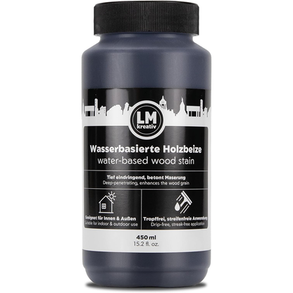 LM Kreativ Holzbeize 450 ml – Kolonialstil Dunkelbraun – wasserbasierte Holzbeize für Innen & Außen