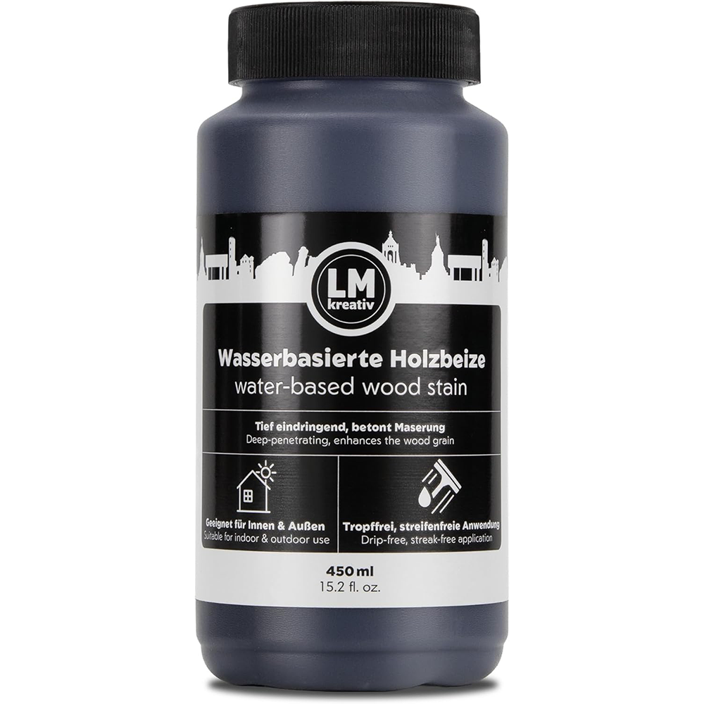 LM Kreativ Holzbeize 450 ml – Nussbaum Mittel – wasserbasierte Holzbeize für Innen & Außen