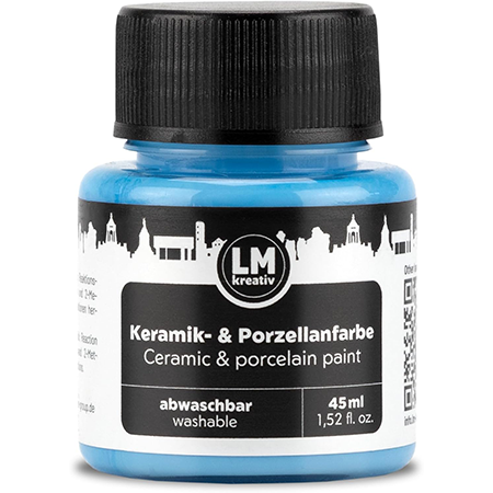 Freigestelltes 45 ml Glas LM Kreativ Keramik- und Porzellanfarbe in Babyblau, abwaschbare Farbe auf Wasserbasis zum Bemalen von Keramik, Glas und Porzellan
