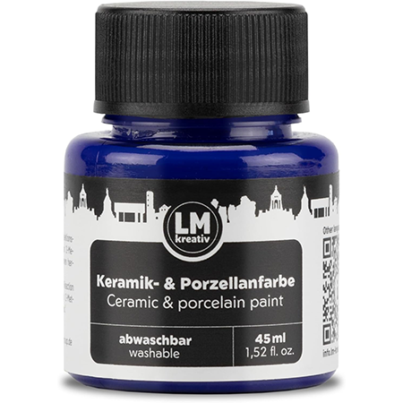 Freigestelltes 45 ml Glas LM Kreativ Keramik- und Porzellanfarbe in Dunkelblau, abwaschbare Farbe auf Wasserbasis zum Bemalen von Keramik, Glas und Porzellan