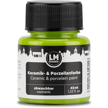 Freigestelltes 45 ml Glas LM Kreativ Keramik- und Porzellanfarbe in Grün, abwaschbare Farbe auf Wasserbasis zum Bemalen von Keramik, Glas und Porzellan