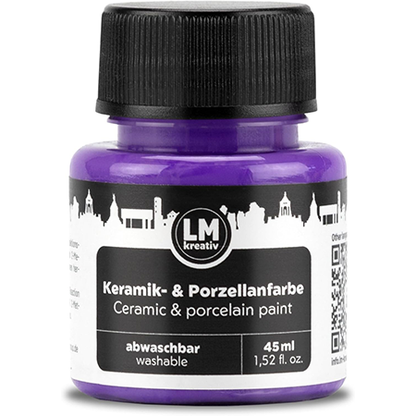 Freigestelltes 45 ml Glas LM Kreativ Keramik- und Porzellanfarbe in Lila, abwaschbare Farbe auf Wasserbasis zum Bemalen von Keramik, Glas und Porzellan