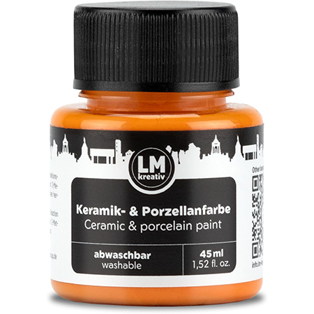 Freigestelltes 45 ml Glas LM Kreativ Keramik- und Porzellanfarbe in Orange, abwaschbare Farbe auf Wasserbasis für kreative Designs auf Keramik und Porzellan