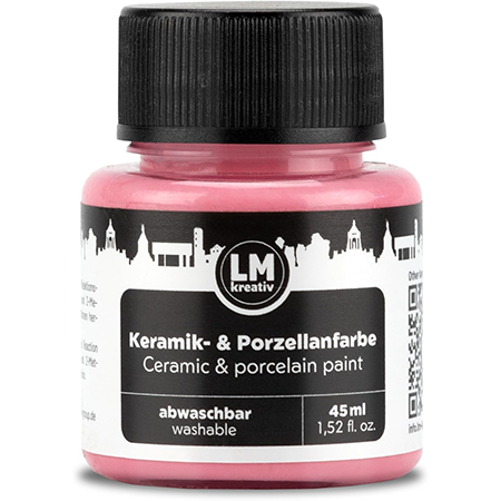 Freigestelltes 45 ml Glas LM Kreativ Keramik- und Porzellanfarbe in Rosa, abwaschbare Farbe auf Wasserbasis für detailreiche Motive auf Glas und Porzellan