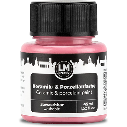 Freigestelltes 45 ml Glas LM Kreativ Keramik- und Porzellanfarbe in Rosa, abwaschbare Farbe auf Wasserbasis für detailreiche Motive auf Glas und Porzellan