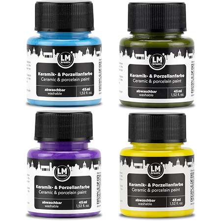 LM Kreativ Keramik- und Porzellanfarbe Set Vintage Vibes mit harmonisch abgestimmten Farbtönen in 45 ml Gläsern für stilvolle Designs auf Keramik und Porzellan