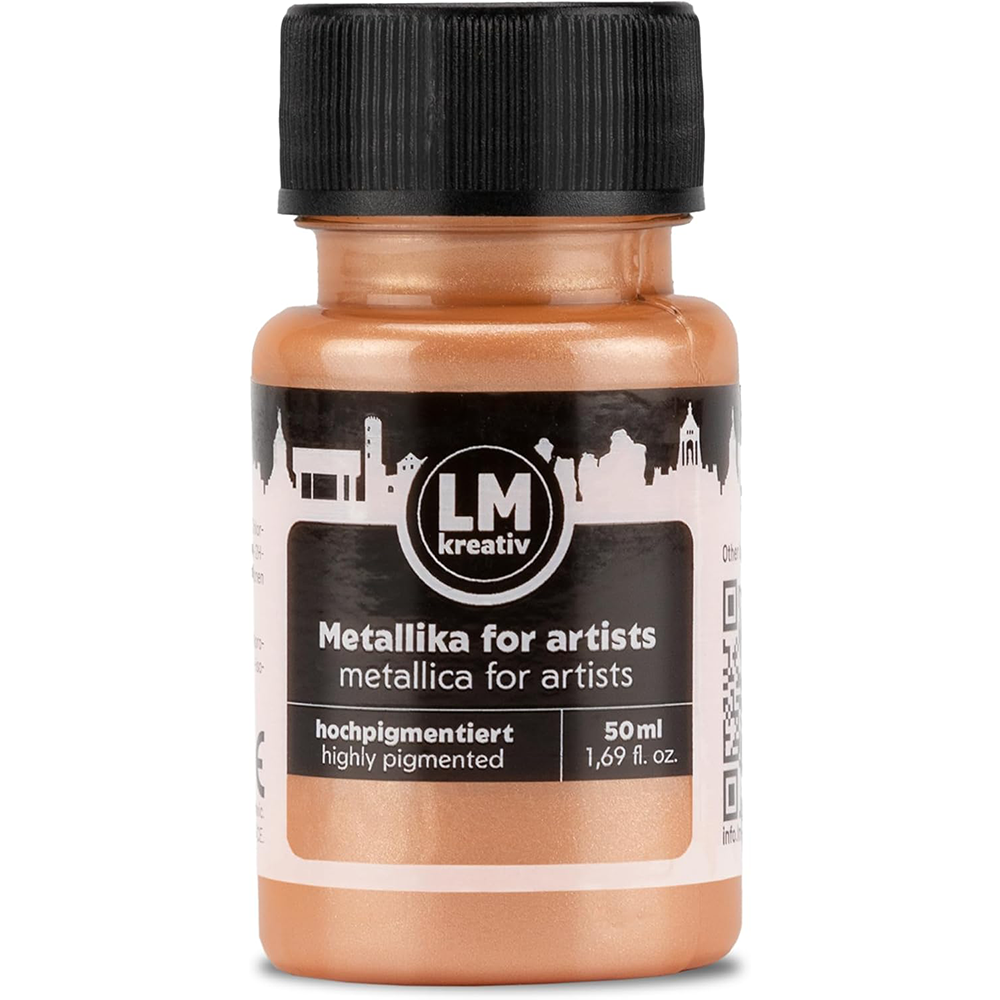 LM Kreativ Metallika for Artists Metallic-Acrylfarbe in Creme, 50 ml Flasche, hochpigmentiert mit zartem cremigem Metallic-Schimmer fuer helle Untergruende