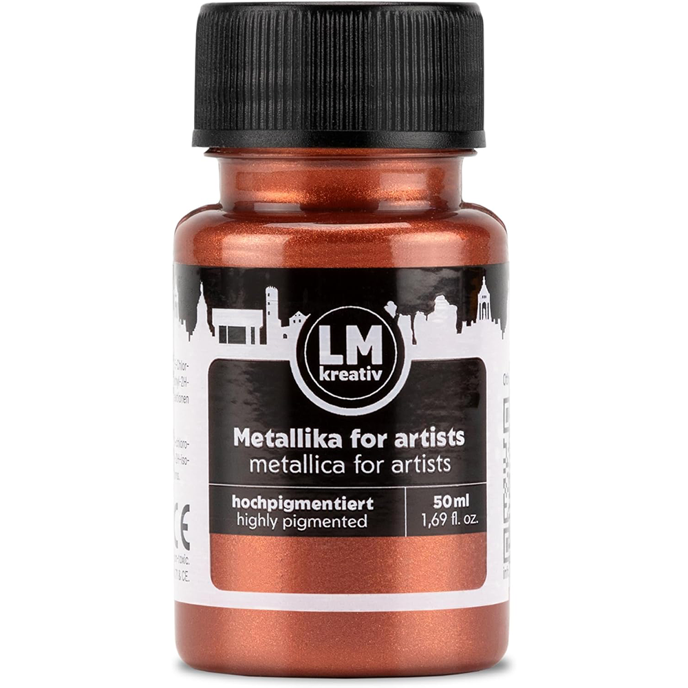 LM Kreativ Metallika for Artists Metallic-Acrylfarbe in Kupfer, 50 ml Flasche, hochpigmentiert mit warmem kupferfarbenem Metallic-Glanz fuer besondere Akzente