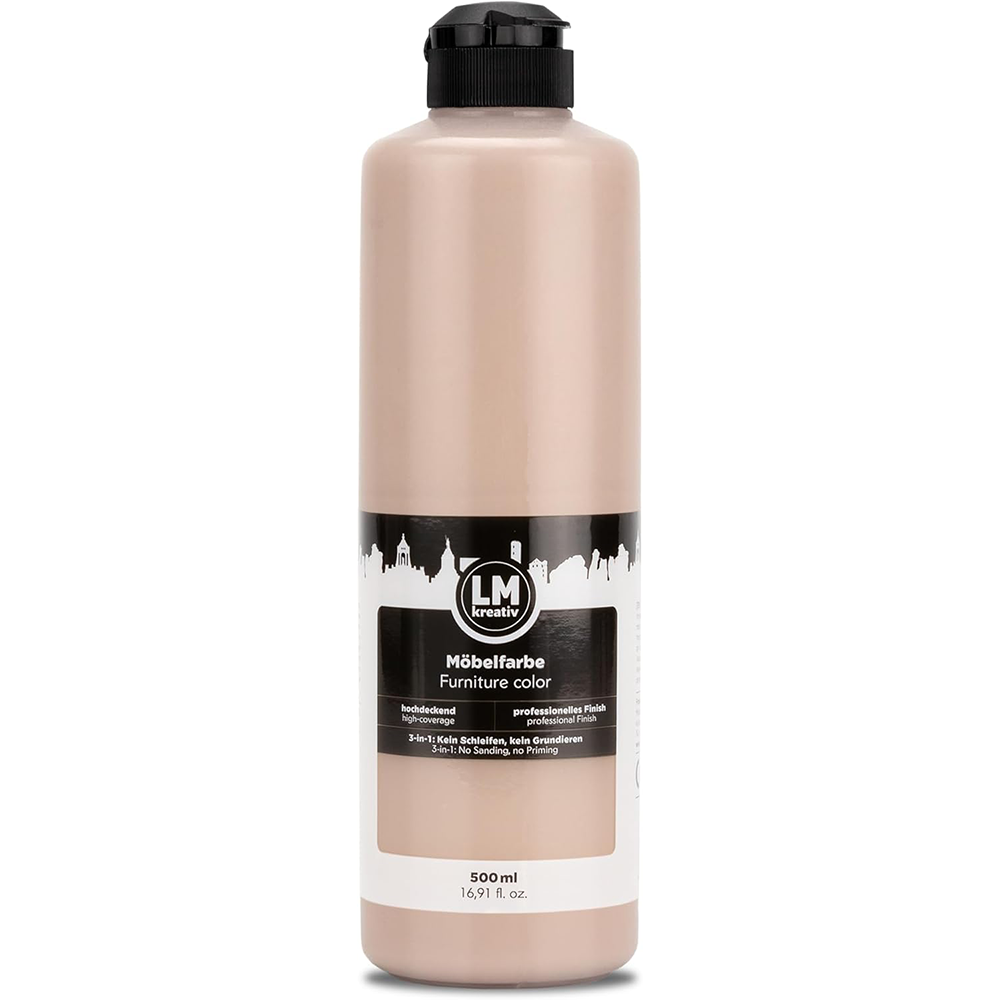 LM Kreativ Möbelfarbe 500 ml in Cappuccino für eine schnelltrocknende und geruchsarme Renovierung von Möbelstücken.
