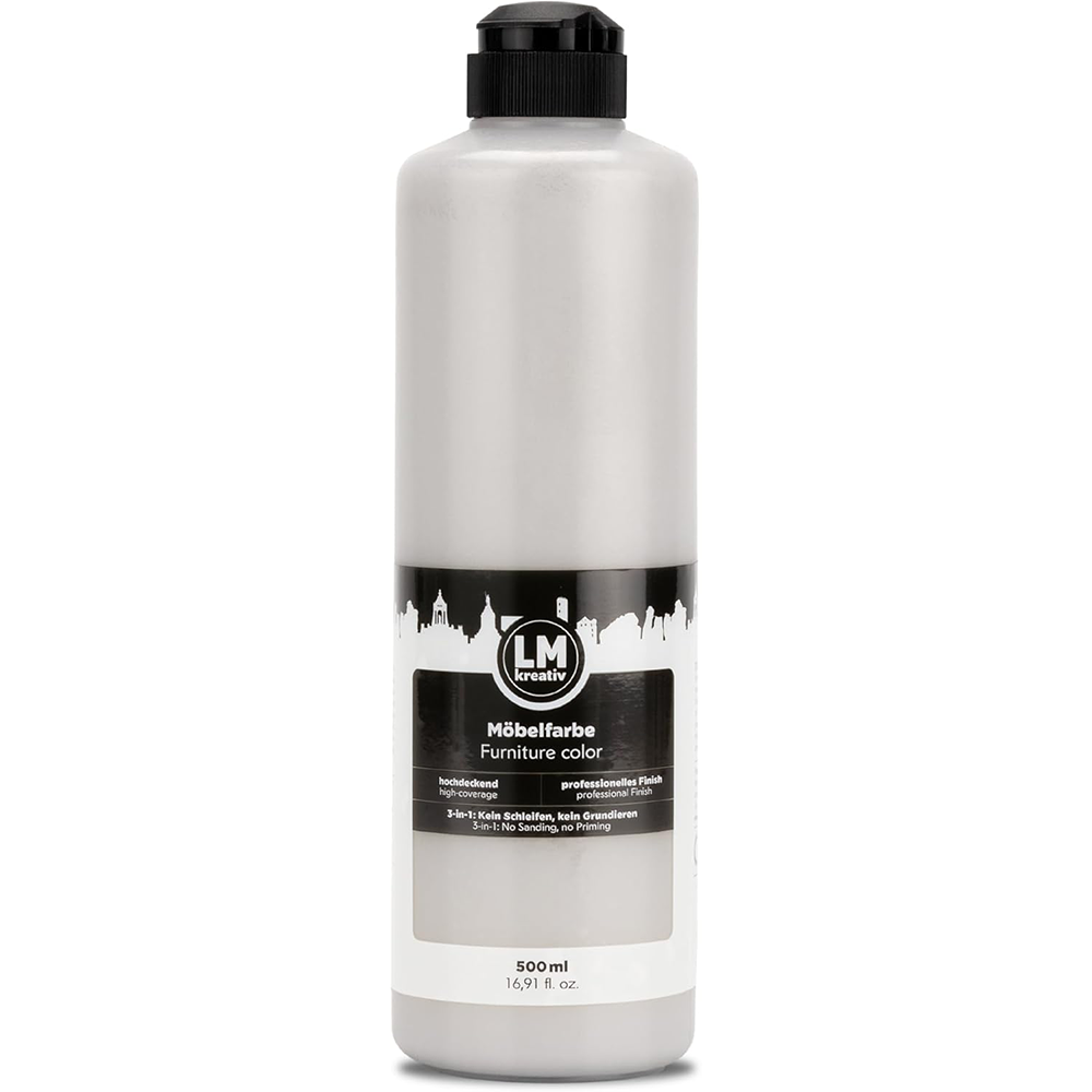 LM Kreativ Möbelfarbe 500 ml in Hellgrau mit professionellem Finish und hoher Ergiebigkeit.