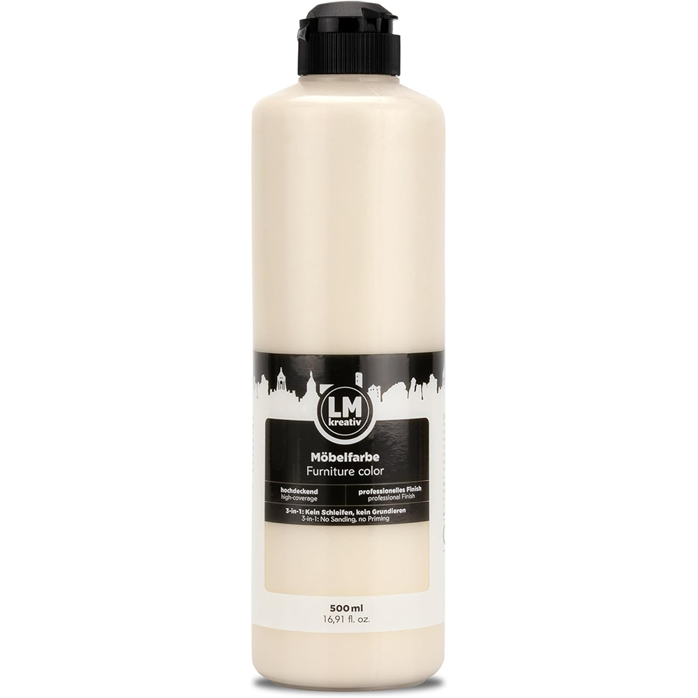 LM Kreativ Möbelfarbe 500 ml in Sandstein für eine hochdeckende und langlebige Möbelbeschichtung.