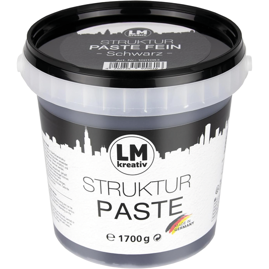 LM Kreativ Struktur Paste fein schwarz 1,7 kg – Modellierpaste für Kunst und Mixed Media