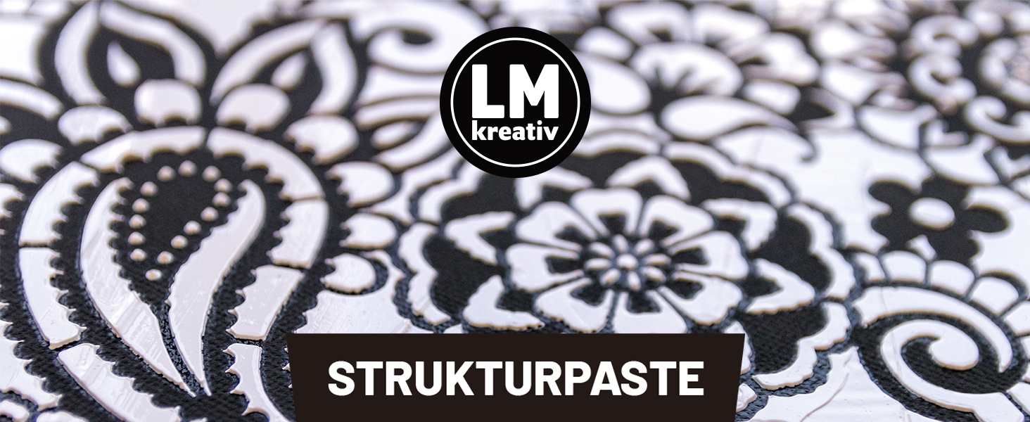 Feine weiße Strukturpaste mit ornamentaler Textur auf Leinwand, Detailaufnahme für kreative Relief- und Textured-Art-Projekte.