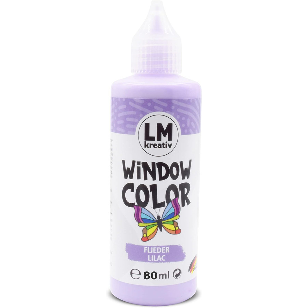 LM Kreativ Window Color 80 ml in Flieder als einzelne Flasche mit Dosierspitze.