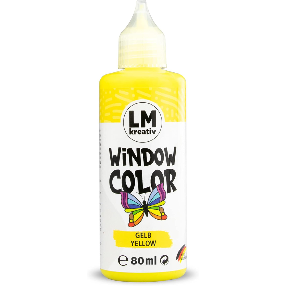 LM Kreativ Window Color 80 ml in Gelb als einzelne Flasche mit Dosierspitze.