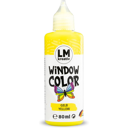 LM Kreativ Window Color 80 ml in Gelb als einzelne Flasche mit Dosierspitze.