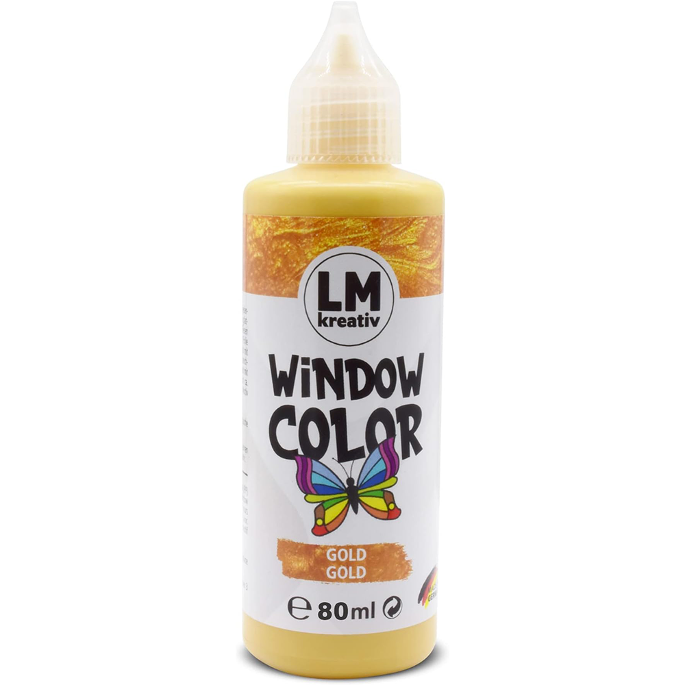 LM Kreativ Window Color 80 ml in Gold als einzelne Flasche mit Dosierspitze.