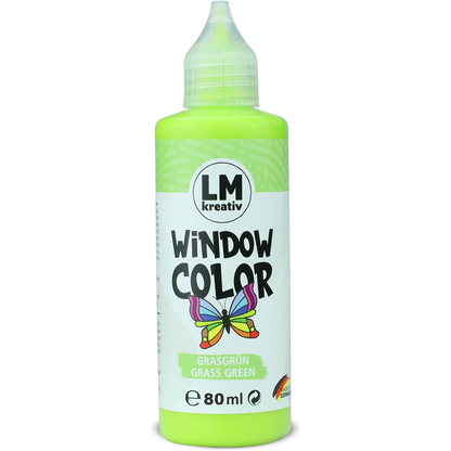 LM Kreativ Window Color 80 ml in Grasgruen als einzelne Flasche mit Dosierspitze.