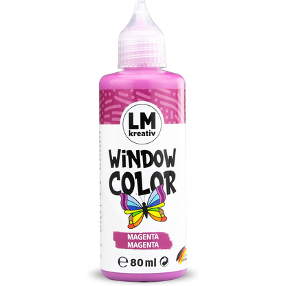 LM Kreativ Window Color 80 ml in Magenta als einzelne Flasche mit Dosierspitze.