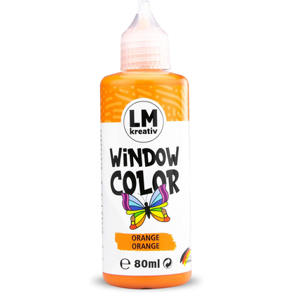 LM Kreativ Window Color 80 ml in Orange als einzelne Flasche mit Dosierspitze.