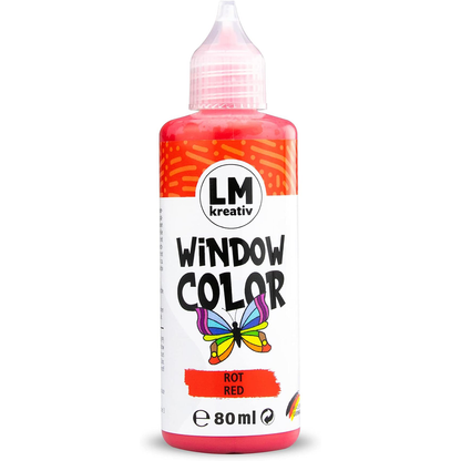 LM Kreativ Window Color 80 ml in Rot als einzelne Flasche mit Dosierspitze.