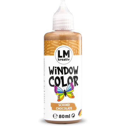 LM Kreativ Window Color 80 ml in Schokolade als einzelne Flasche mit Dosierspitze.