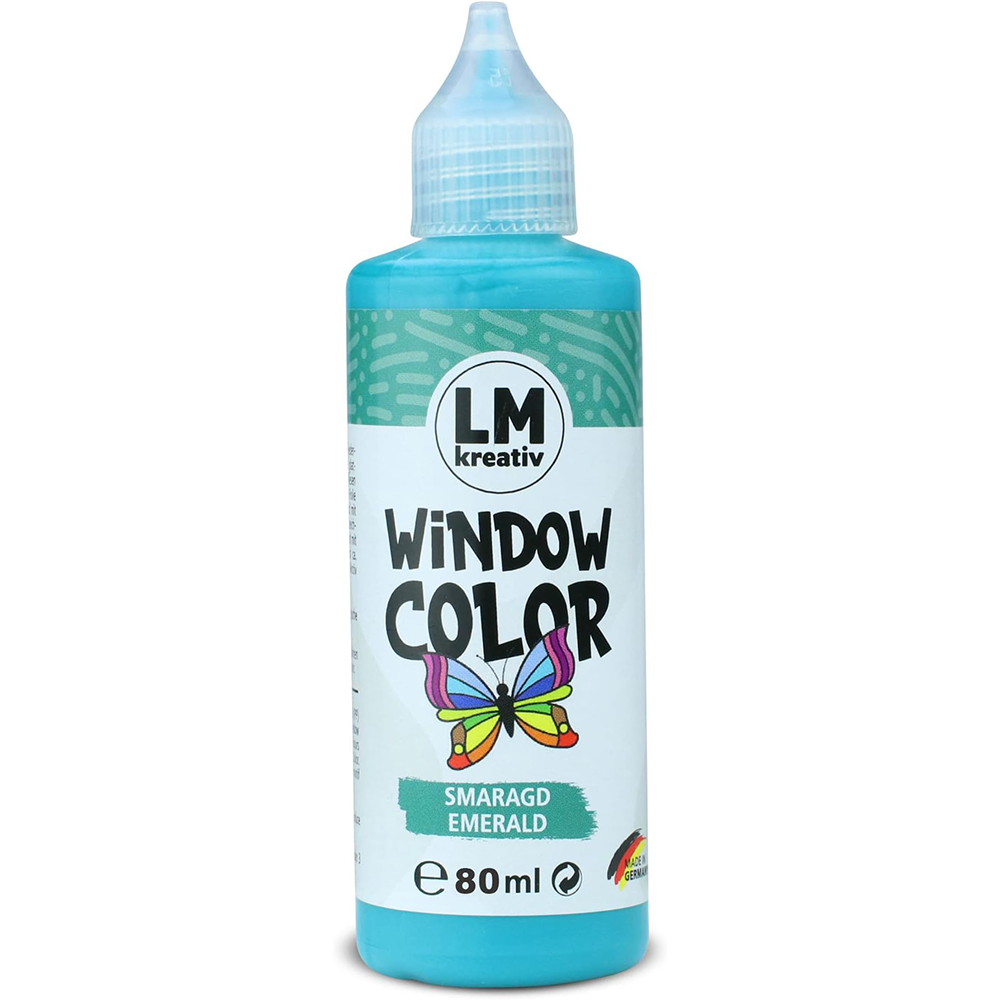 LM Kreativ Window Color 80 ml in Smaragd als einzelne Flasche mit Dosierspitze.