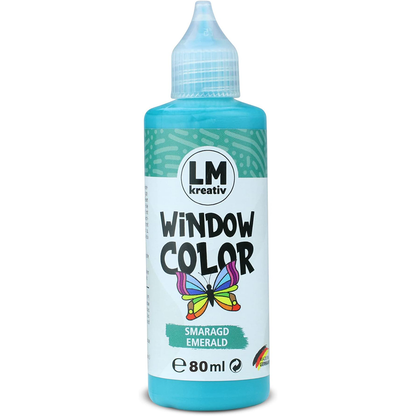 LM Kreativ Window Color 80 ml in Smaragd als einzelne Flasche mit Dosierspitze.