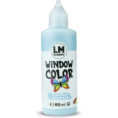 LM Kreativ Window Color 80 ml in Taubenblau als einzelne Flasche mit Dosierspitze.