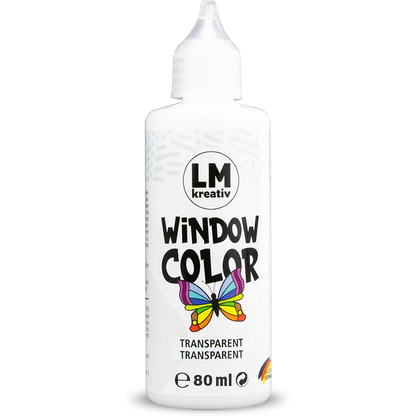 LM Kreativ Window Color 80 ml in Transparent als einzelne Flasche mit Dosierspitze.
