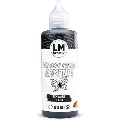 LM Kreativ Window Color Kontur 80 ml in Schwarz als einzelne Flasche mit Dosierspitze.