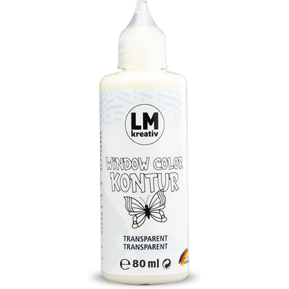 LM Kreativ Window Color Kontur 80 ml in Transparent als einzelne Flasche mit Dosierspitze.