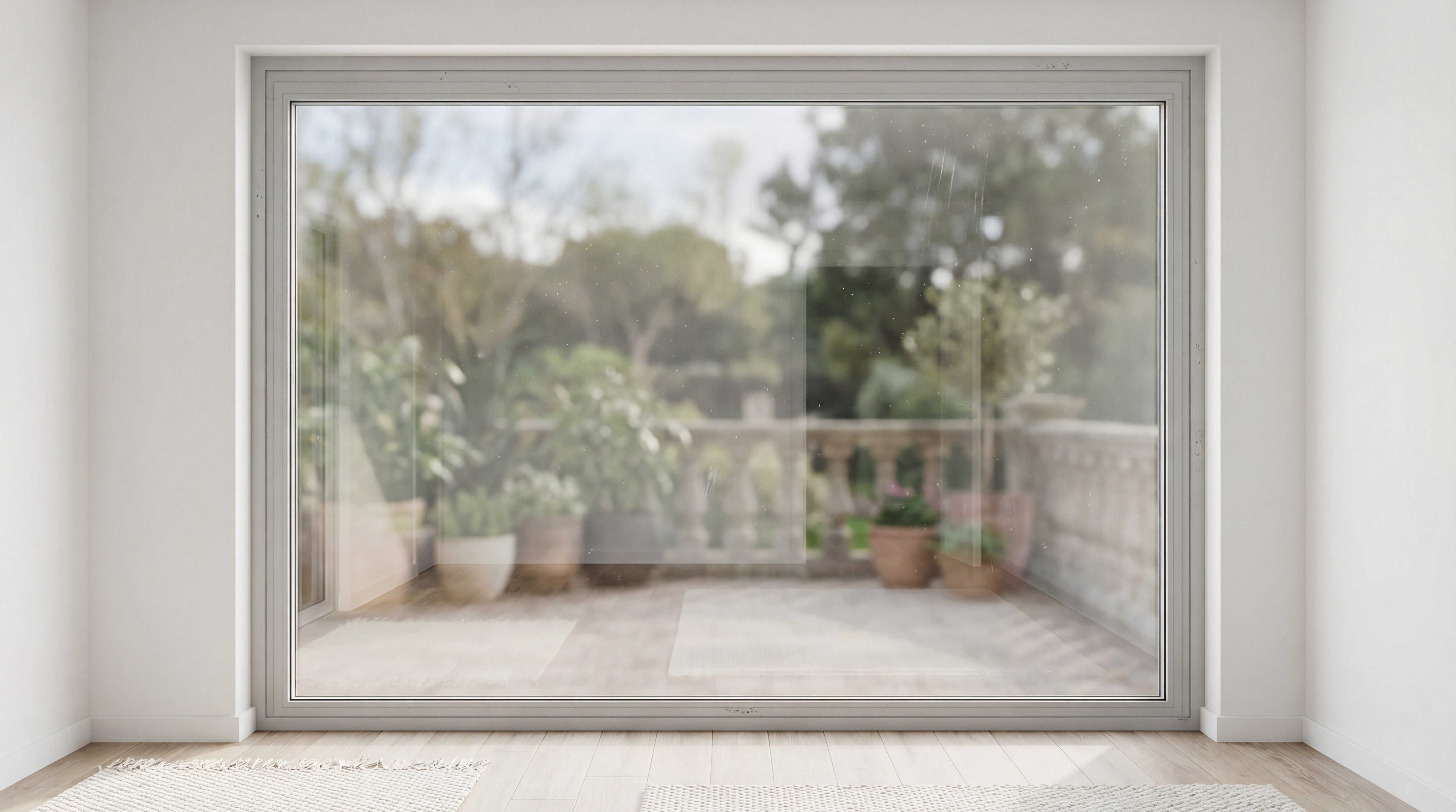 Grosses unverziertes Fenster als Vorher-Ansicht fuer Window Color Gestaltungen.