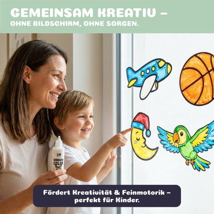 Gemeinsames Basteln mit LM Kreativ Window Color – kreative Fensterbilder für Kinder und Familien ohne Bildschirmzeit