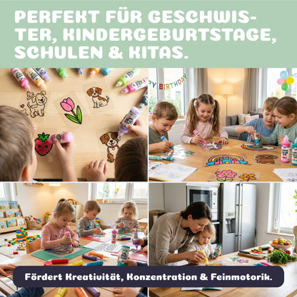 Gemeinsames Basteln mit LM Kreativ Window Color XXL Set – ideal für Geschwister, Kindergeburtstage, Schulen und Kitas