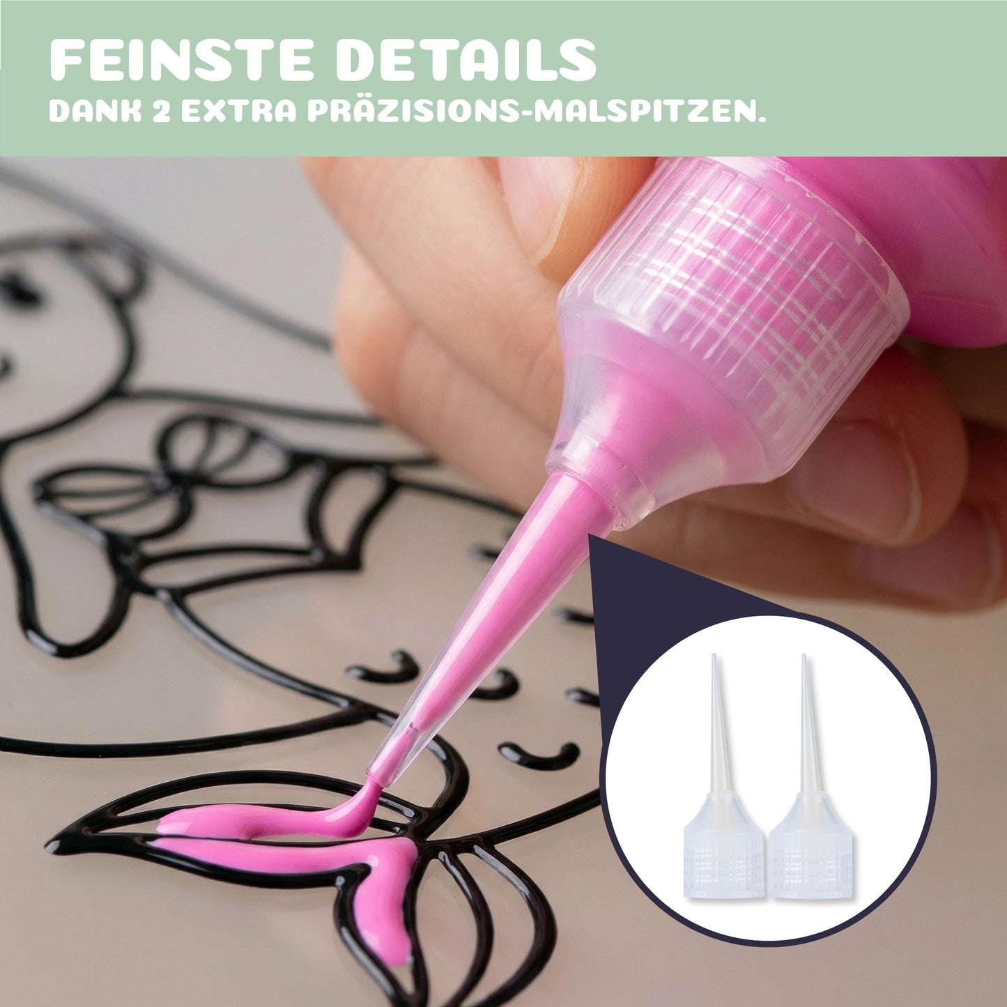 Feine Details mit extra Präzisions-Malspitzen im LM Kreativ Window Color XXL Set für saubere Konturen