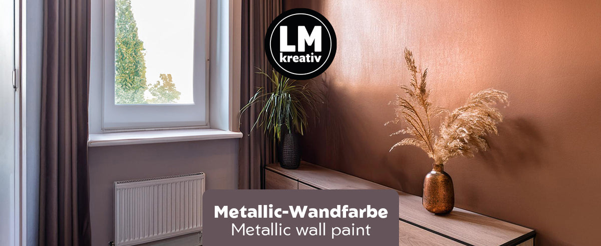 LM Kreativ Metallic Wandfarbe – edler Metallic-Glanz für moderne Akzentwände im Wohnbereich.