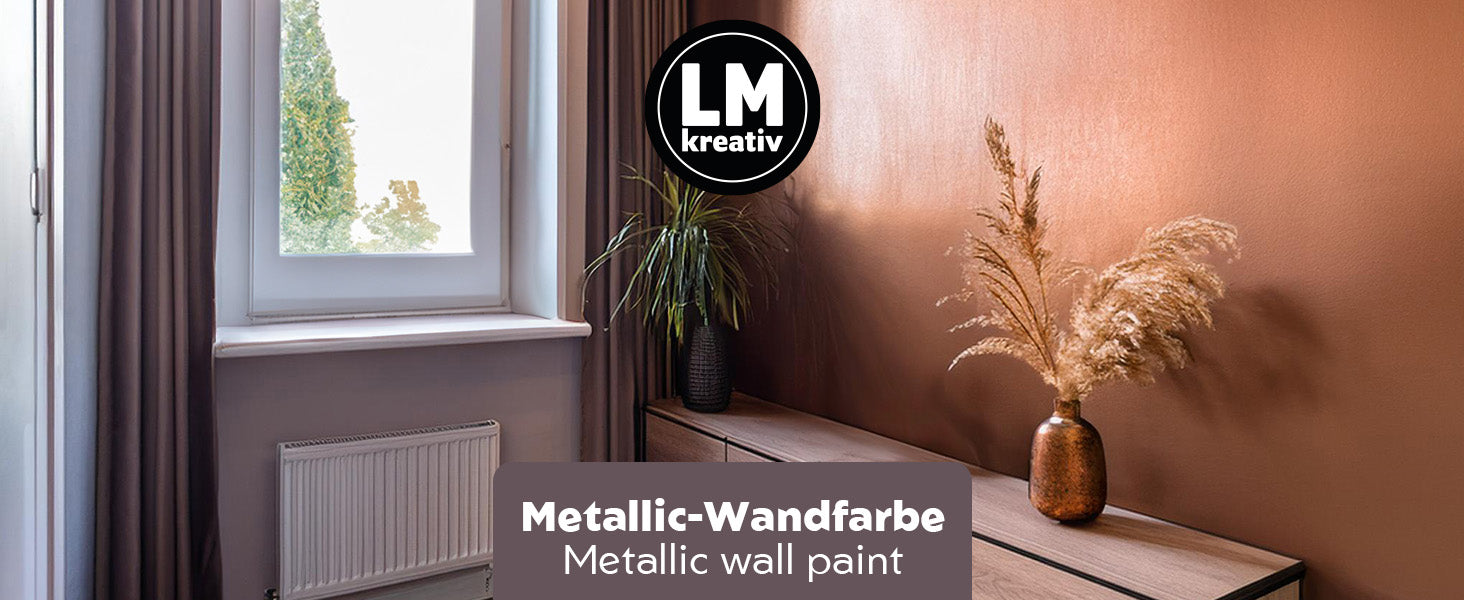 LM Kreativ Metallic Wandfarbe – edler Metallic-Glanz für moderne Akzentwände im Wohnbereich.