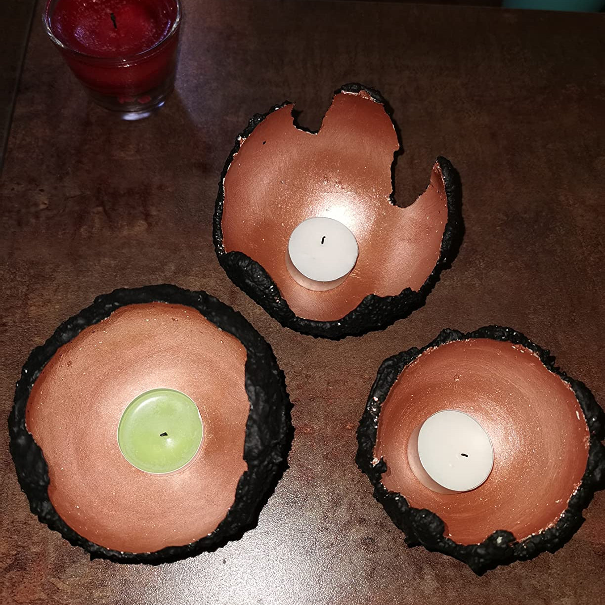 Selbstgemachte Teelichthalter mit Maya Gold Kupfer – handgefertigte Deko mit warmem Metallglanz