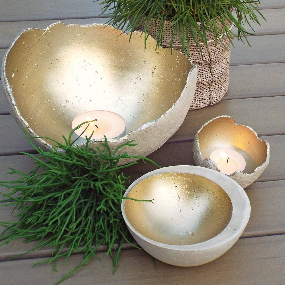 Handgefertigte Schalen mit Innenbeschichtung aus Viva Decor Maya Gold für edle Lichteffekte