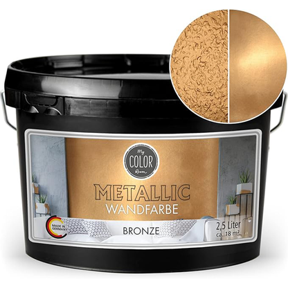 Eimer My Color Room Metallic Wandfarbe in Bronze mit 2,5 Liter Inhalt und warmem Metallic-Glanz.