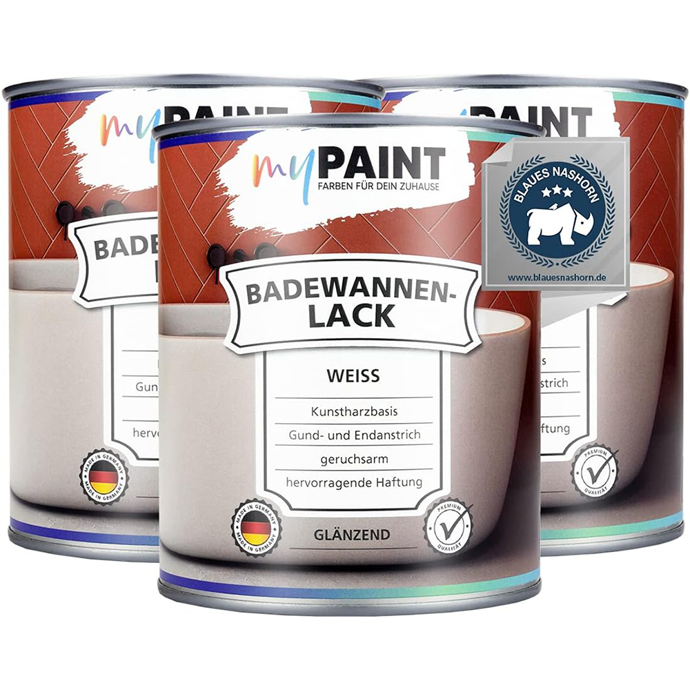 Mehrere Dosen My Paint Badewannenlack Weiss glaenzend in der 2,25-Liter-Gebindegroesse