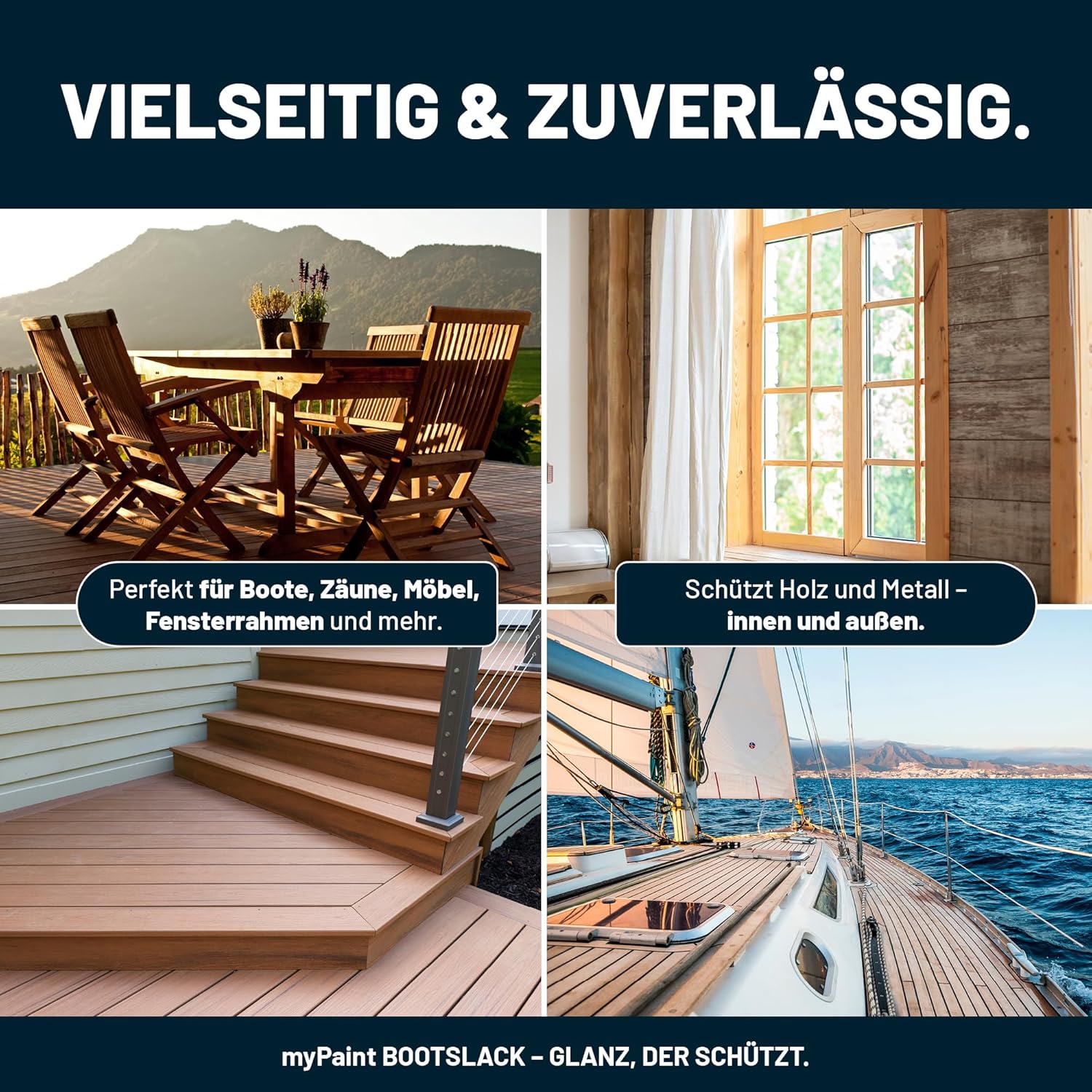 Vielseitige Einsatzmöglichkeiten von My Paint Bootslack auf Booten, Möbeln, Treppen und Fensterrahmen