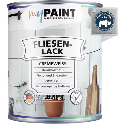 Produktdose My Paint Fliesenlack Cremeweiss 750ml glaenzend auf hellem Hintergrund