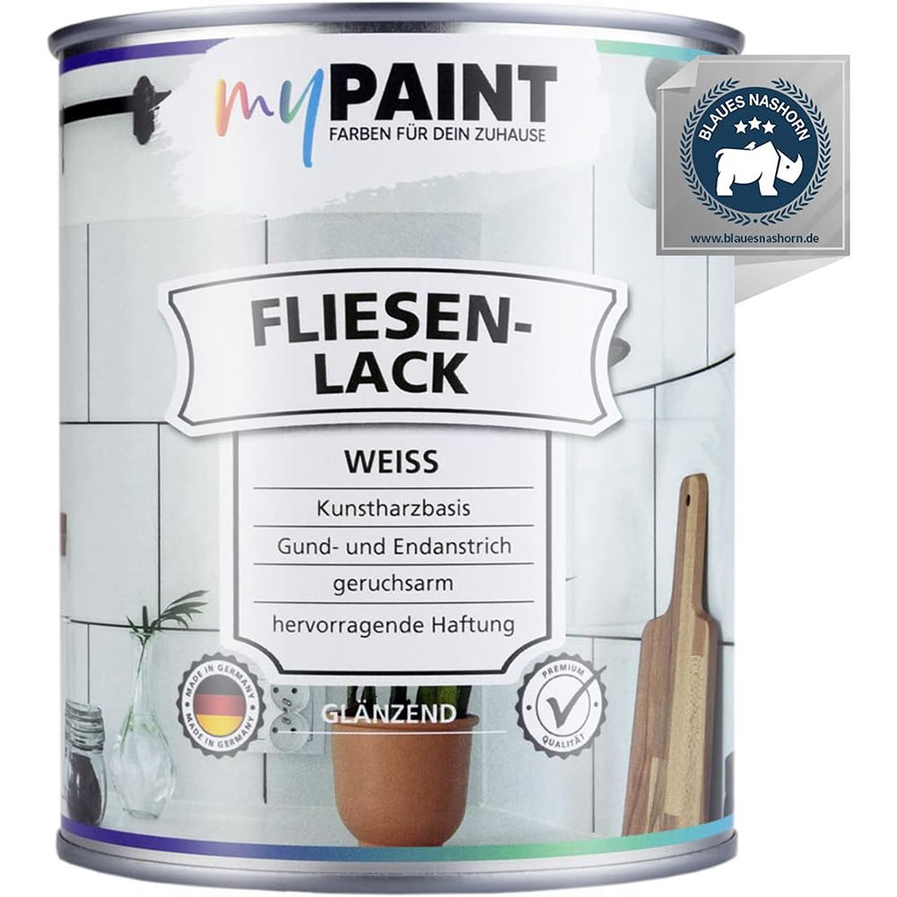 Produktdose My Paint Fliesenlack Weiss 750ml glaenzend auf hellem Hintergrund