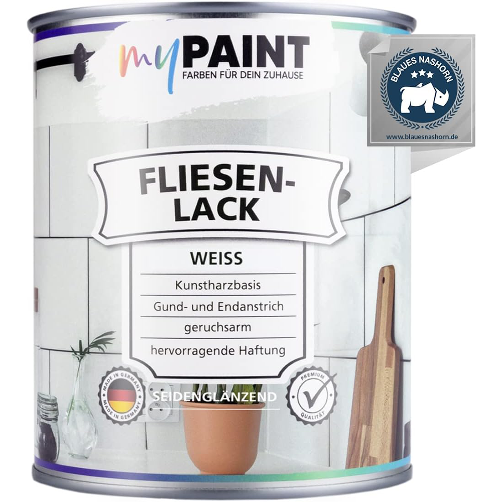 Produktdose My Paint Fliesenlack Weiss 750ml seidenglaenzend auf hellem Hintergrund