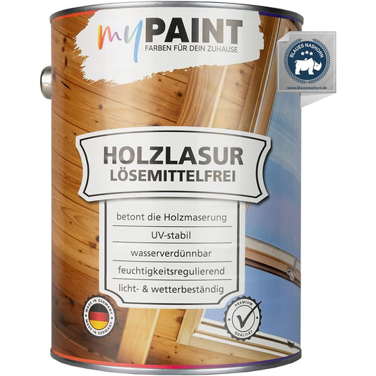 Dose My Paint Holzlasur lösemittelfrei mit Etikett und Produktinformationen freigestellt dargestellt