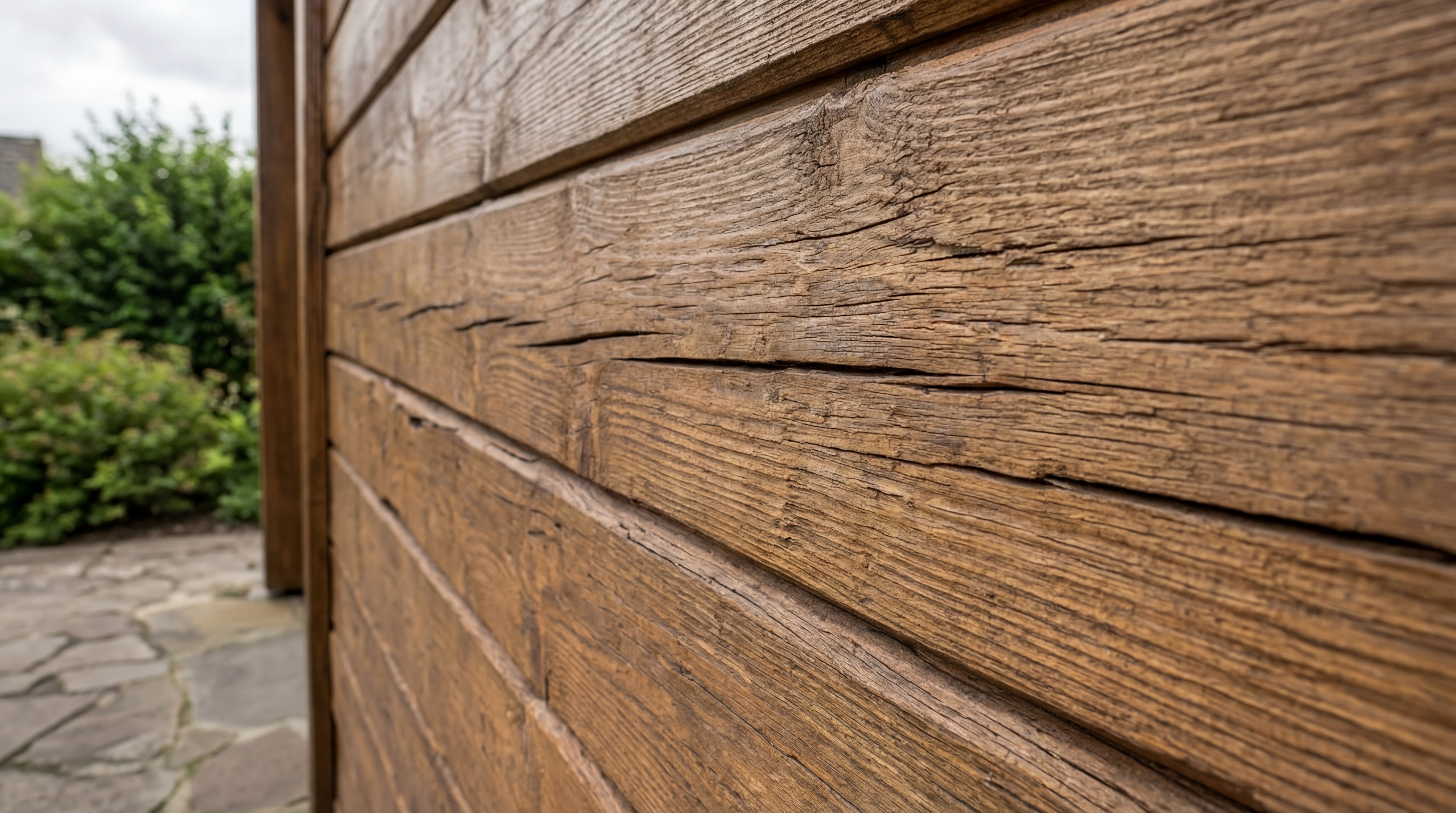 Mit My Paint Holzschutzlasur Außen behandelte Holzfassade mit gleichmäßiger, geschützter Oberfläche und betonter Holzmaserung.