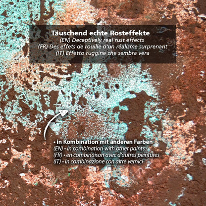 Detailaufnahme realistischer Rosteffekt mit Roststruktur Paste in Kombination mit Farbe